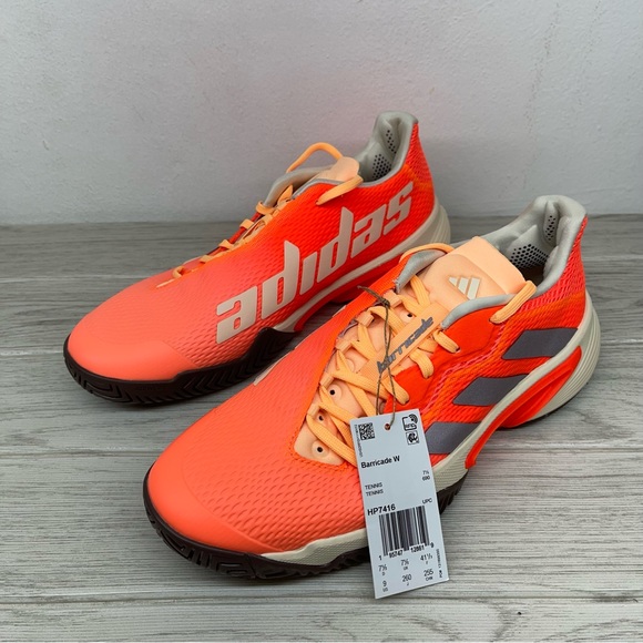 Adidas Barricade Solar Orange Tennis Shoes Wmns HP7416 Size 9 - Picture 2 of 9